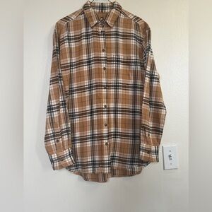 GAP Brown and White Plaid Button-Down Shirt